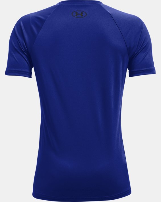 Boys' UA Tech™ Big Logo Short Sleeve, Blue, pdpMainDesktop image number 1
